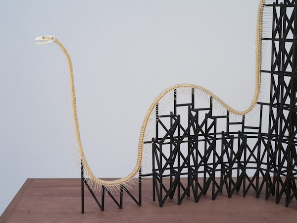 Une maquette de grand 8 composée à partir d'un squelette de serpent.