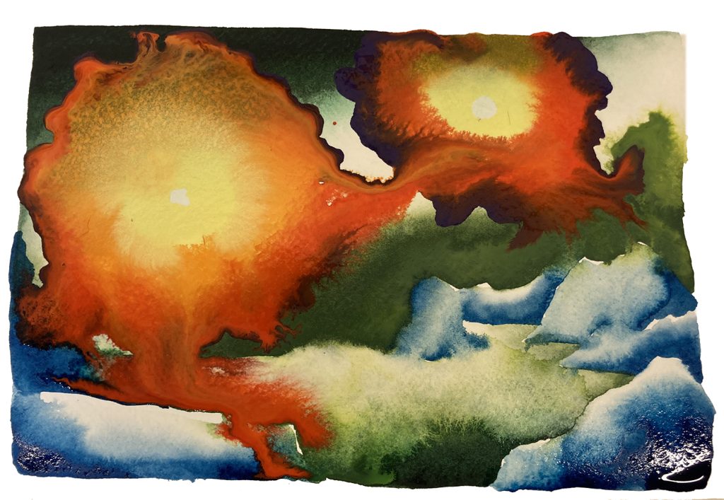 aquarelle très colorées "couleur de feu"